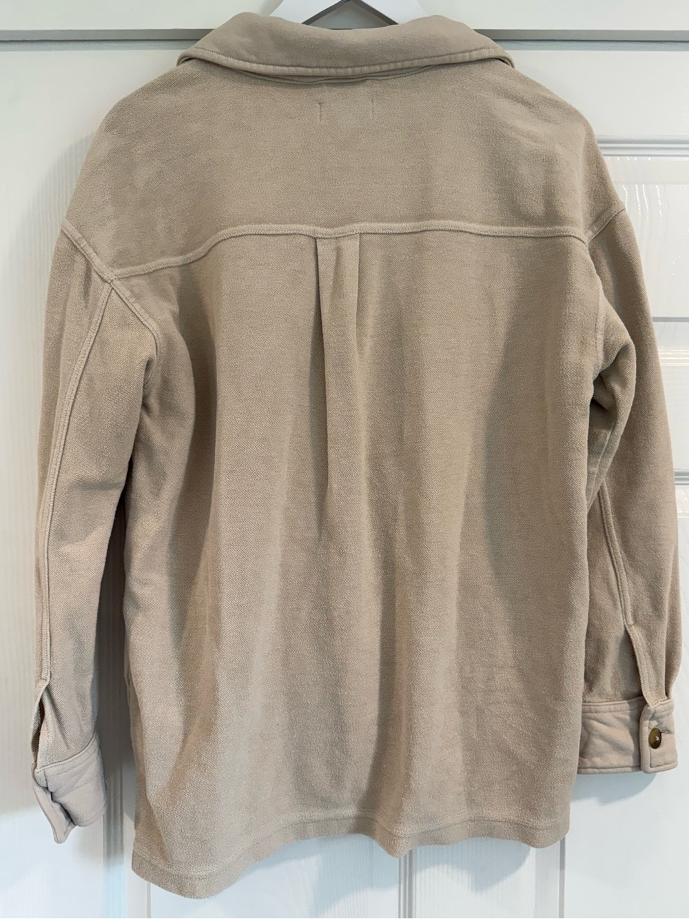 Aerie Cotton Textured Oversized Button Down Cream Lumberjane Fall Shacket - Picture 2 of 4